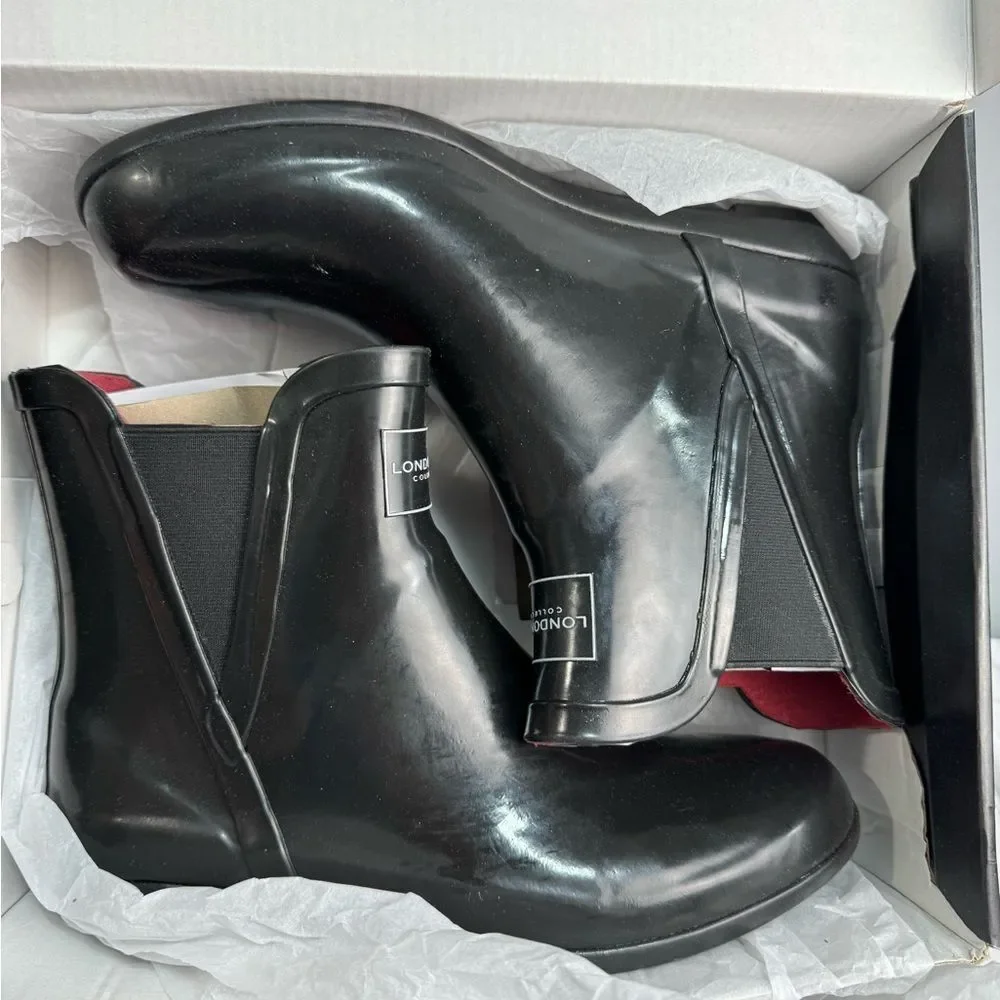 London Fog Rain Boots sz 8 Waterproof Rubber NEW #K115